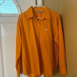Castaways Men's Orange Embroidered Collegiate Long Sleeve Button-Up Shirt